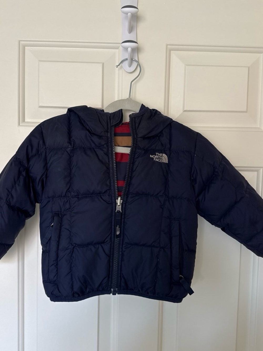 The North Face Navy Blue Kids Hooded Puffer Jacket